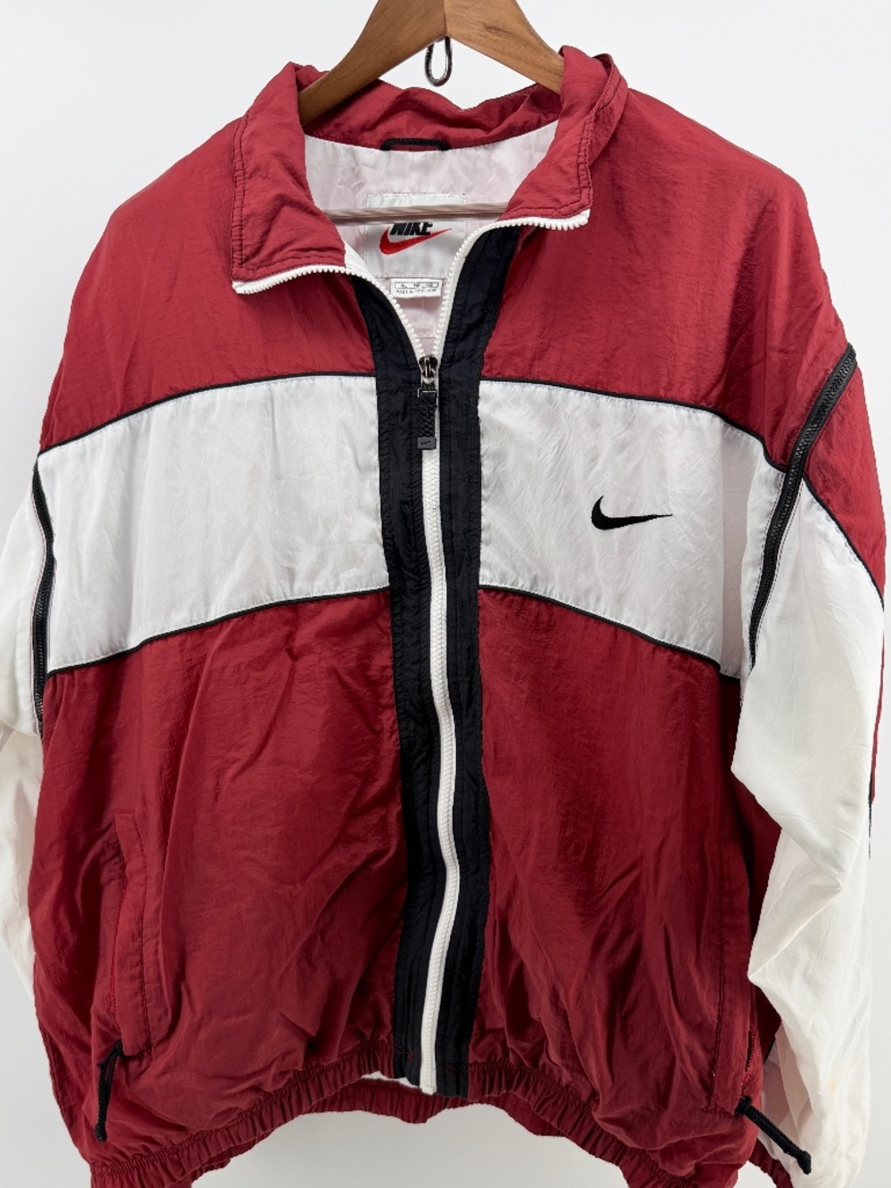 Nike Red White Black Colourblock Windbreaker Jacket XL Big Back Logo